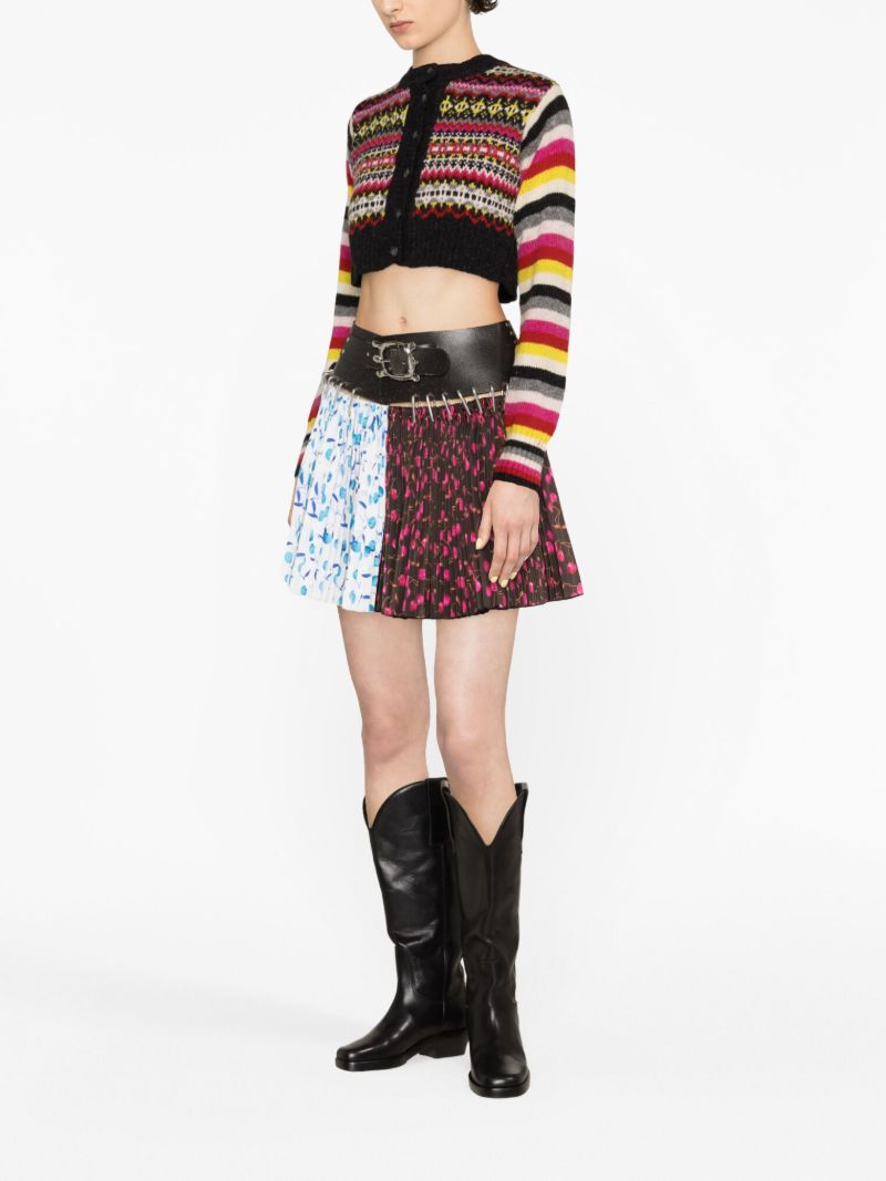 Grey Tay Fair Isle Cropped Wool Cardigan