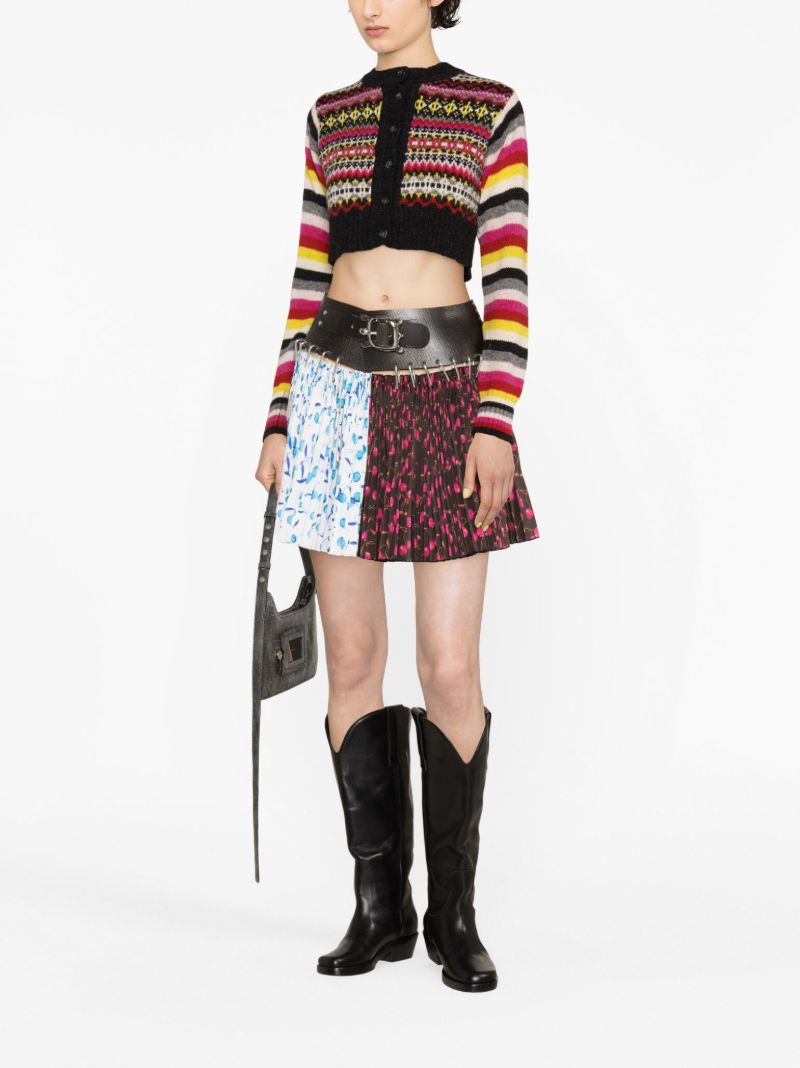 Grey Tay Fair Isle Cropped Wool Cardigan