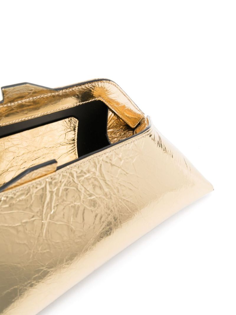 Gold 8:30pm Leather Clutch Bag