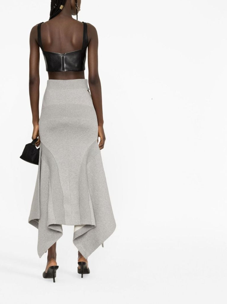 Grey Flared Cotton Maxi Skirt