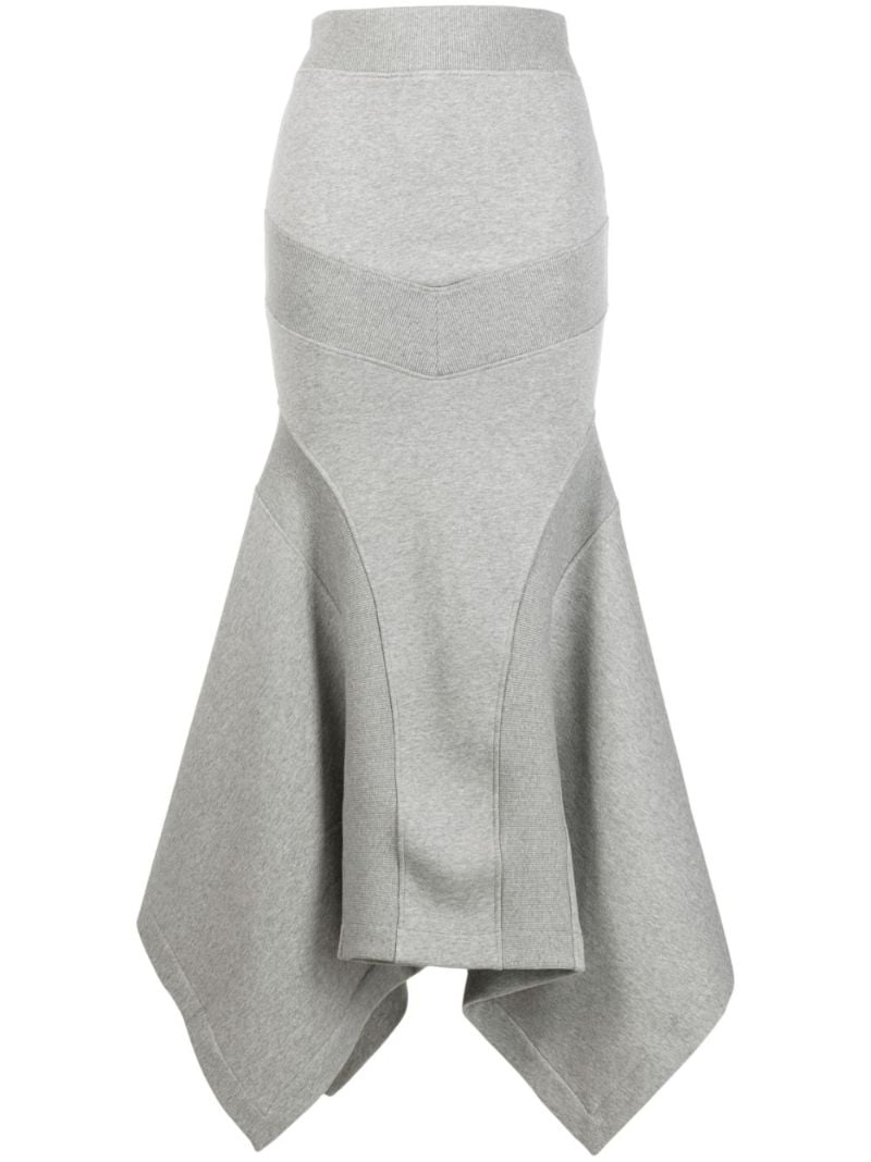 Grey Flared Cotton Maxi Skirt