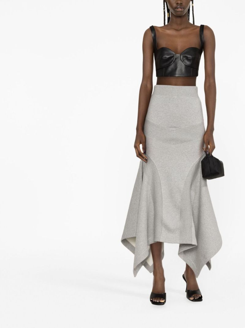 Grey Flared Cotton Maxi Skirt