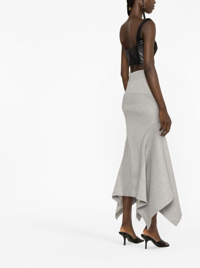 Grey Flared Cotton Maxi Skirt