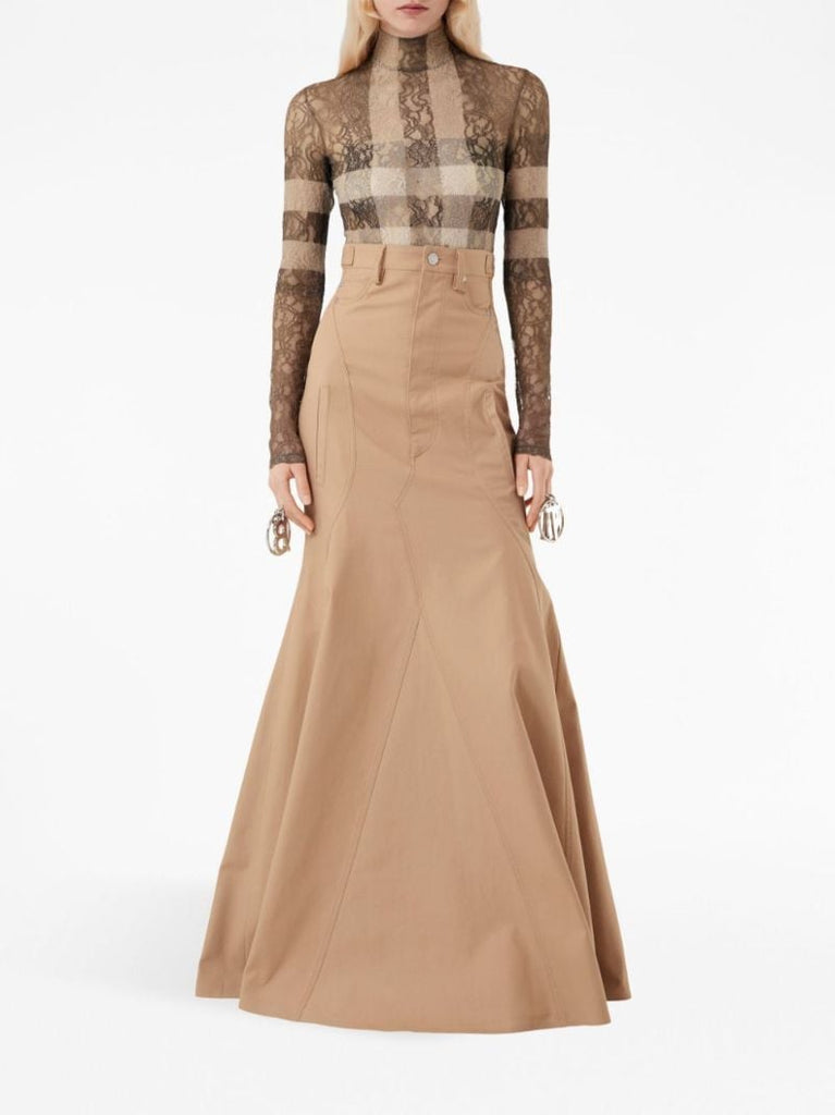 Brown House Check Lace Bodysuit