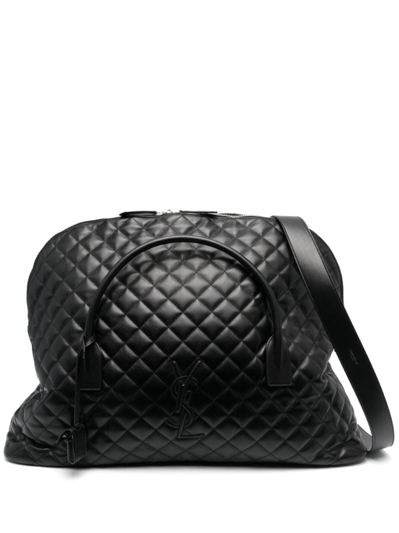 Black Es Giant Quilted Leather Travel Bag