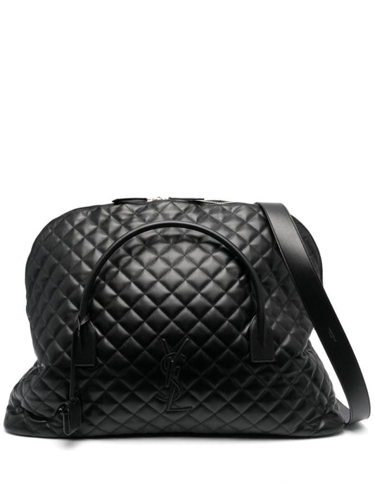 Black Es Giant Quilted Leather Travel Bag