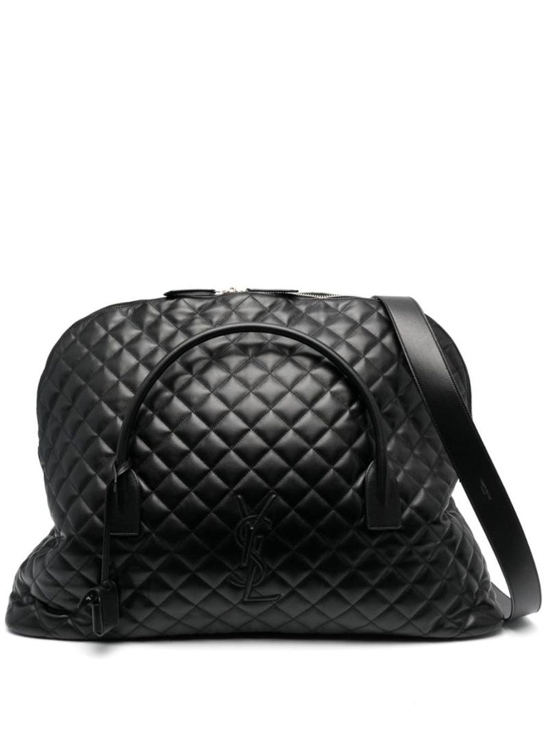 Black Es Giant Quilted Leather Travel Bag