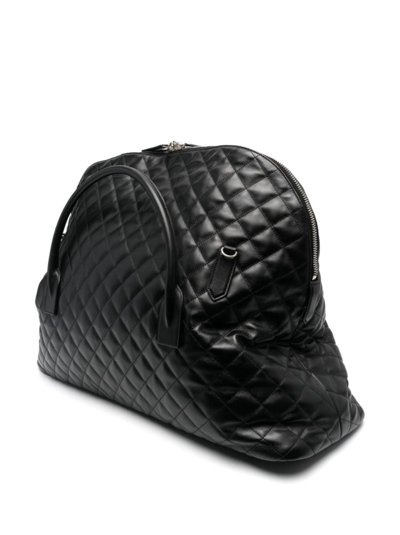 Black Es Giant Quilted Leather Travel Bag