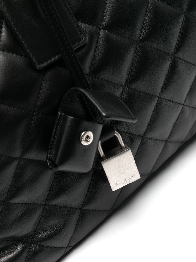 Black Es Giant Quilted Leather Travel Bag