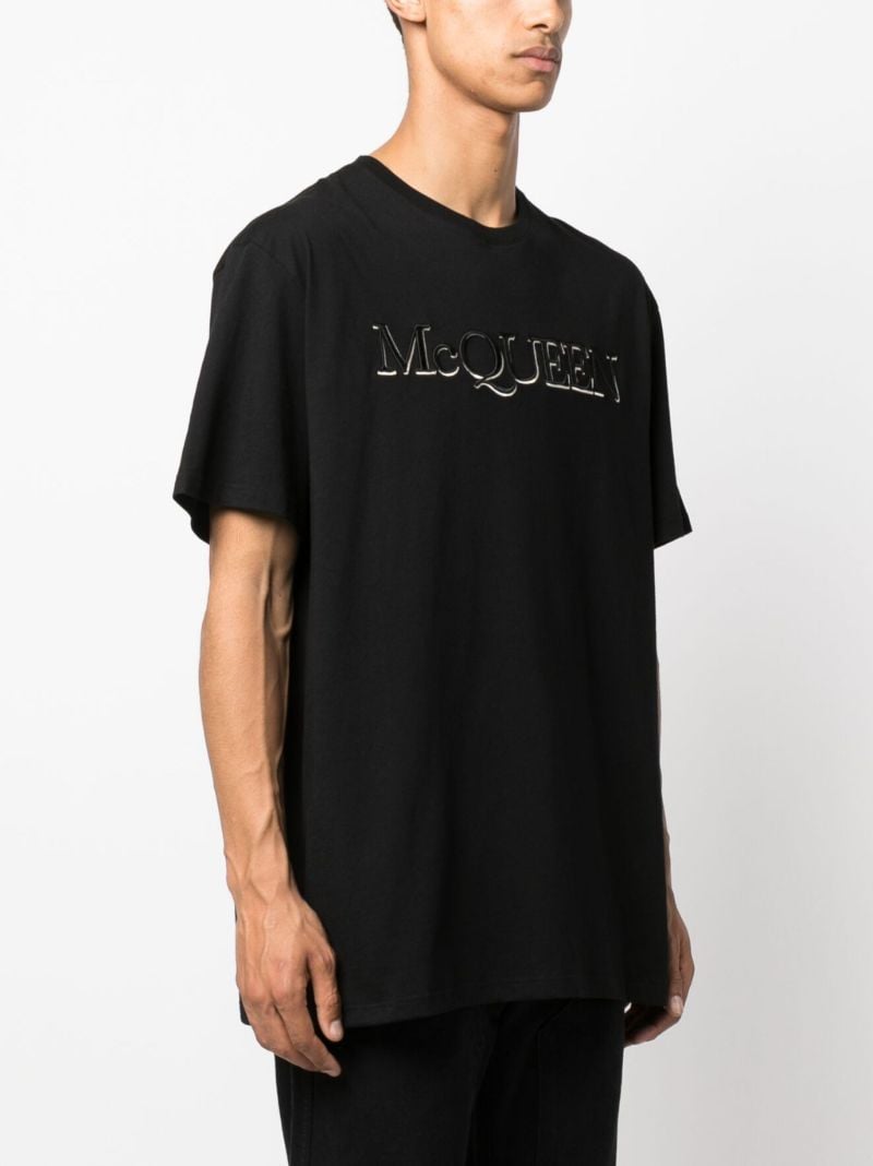 Black Logo-embroidered Cotton T-shirt