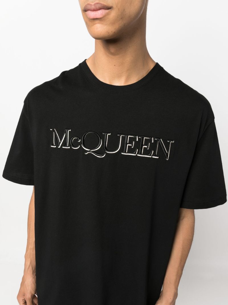 Black Logo-embroidered Cotton T-shirt