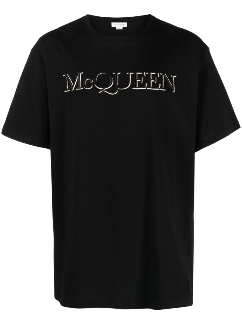 Black Logo-embroidered Cotton T-shirt