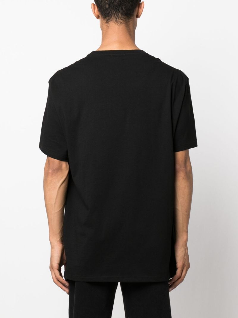 Black Logo-embroidered Cotton T-shirt