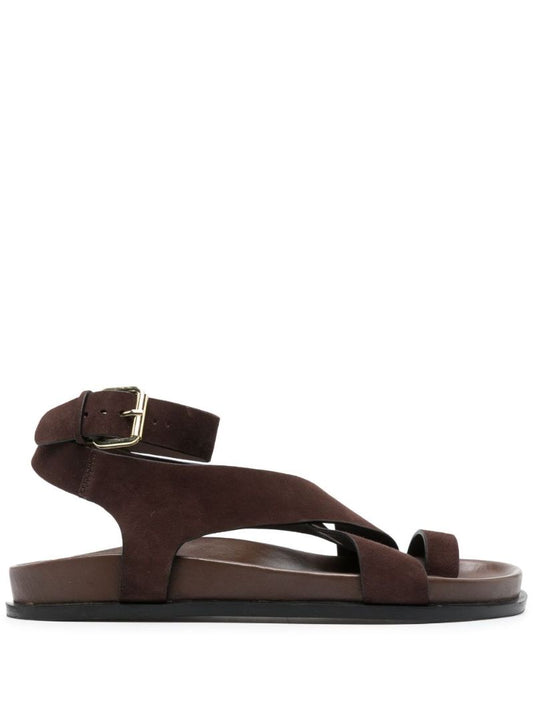 Brown Jalen Suede Flat Sandals