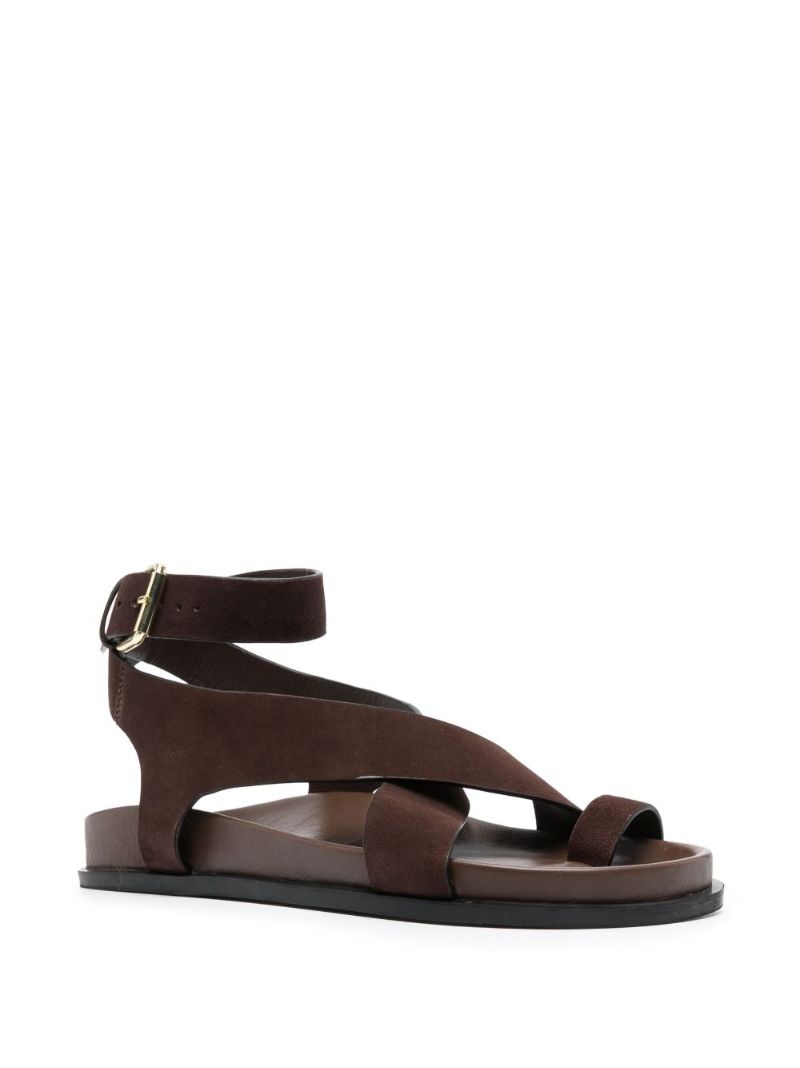 Brown Jalen Suede Flat Sandals
