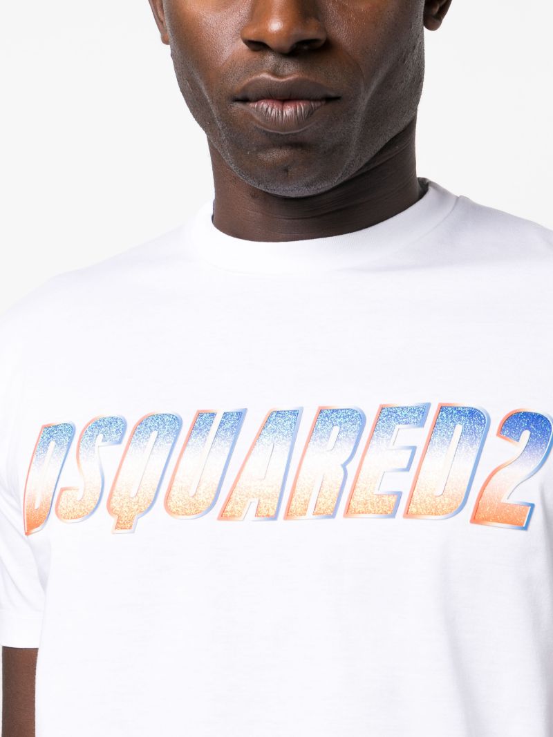 White Glitter Logo Print T-shirt