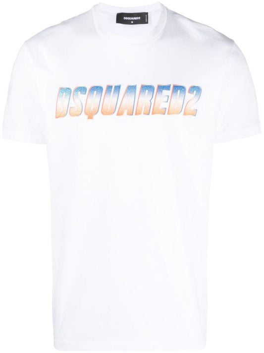 White Glitter Logo Print T-shirt