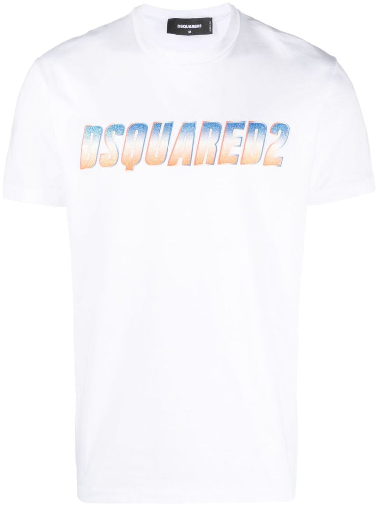 White Glitter Logo Print T-shirt