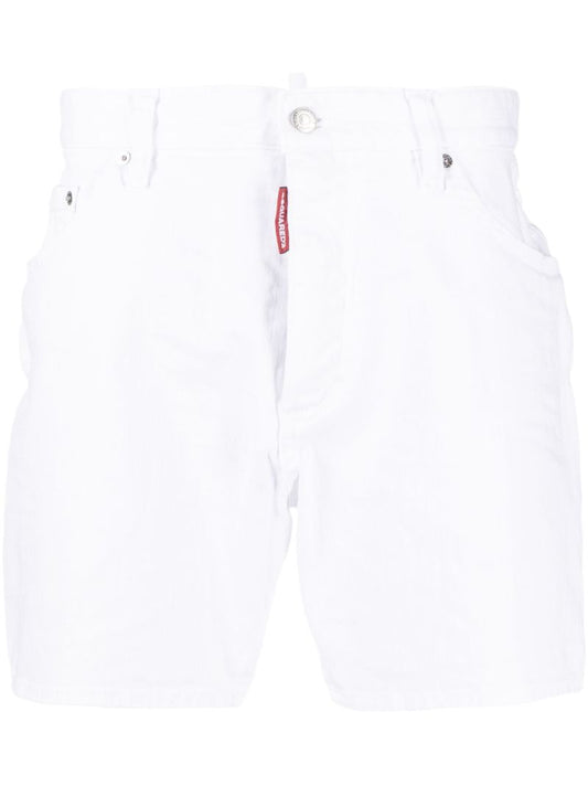 White High-rise Denim Shorts