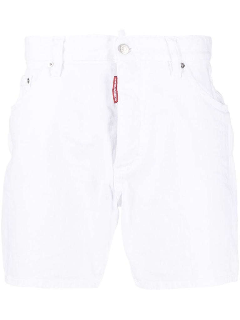 White High-rise Denim Shorts