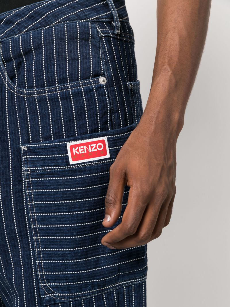 Blue Pinstripe Cargo Jeans