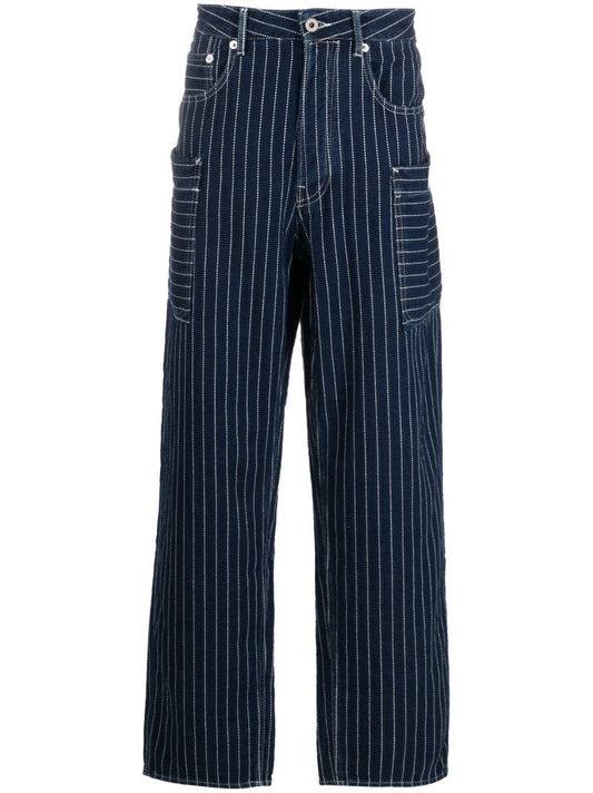 Blue Pinstripe Cargo Jeans