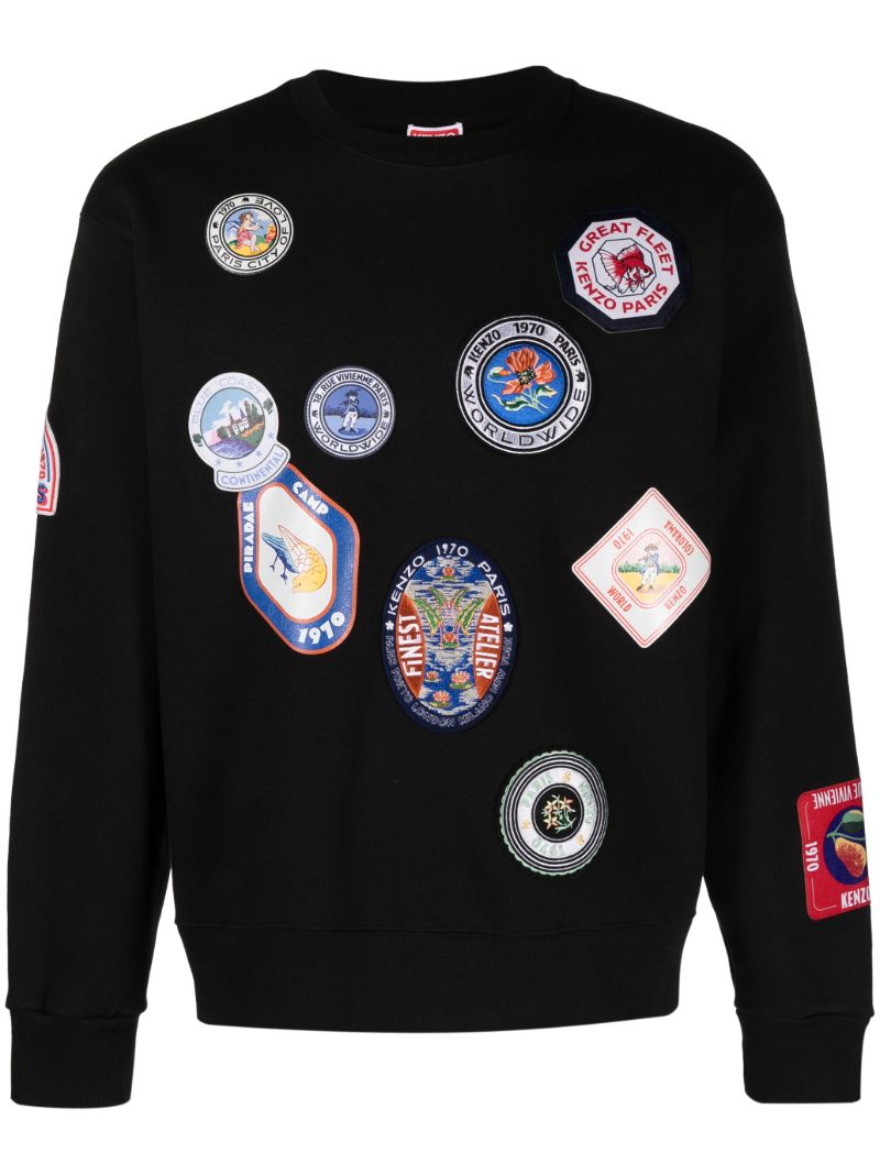 Black Travel Logo Patch Sweatshirt