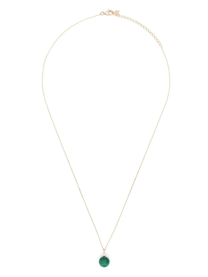 14k Yellow Gold Dot Malachite and Diamond Necklace