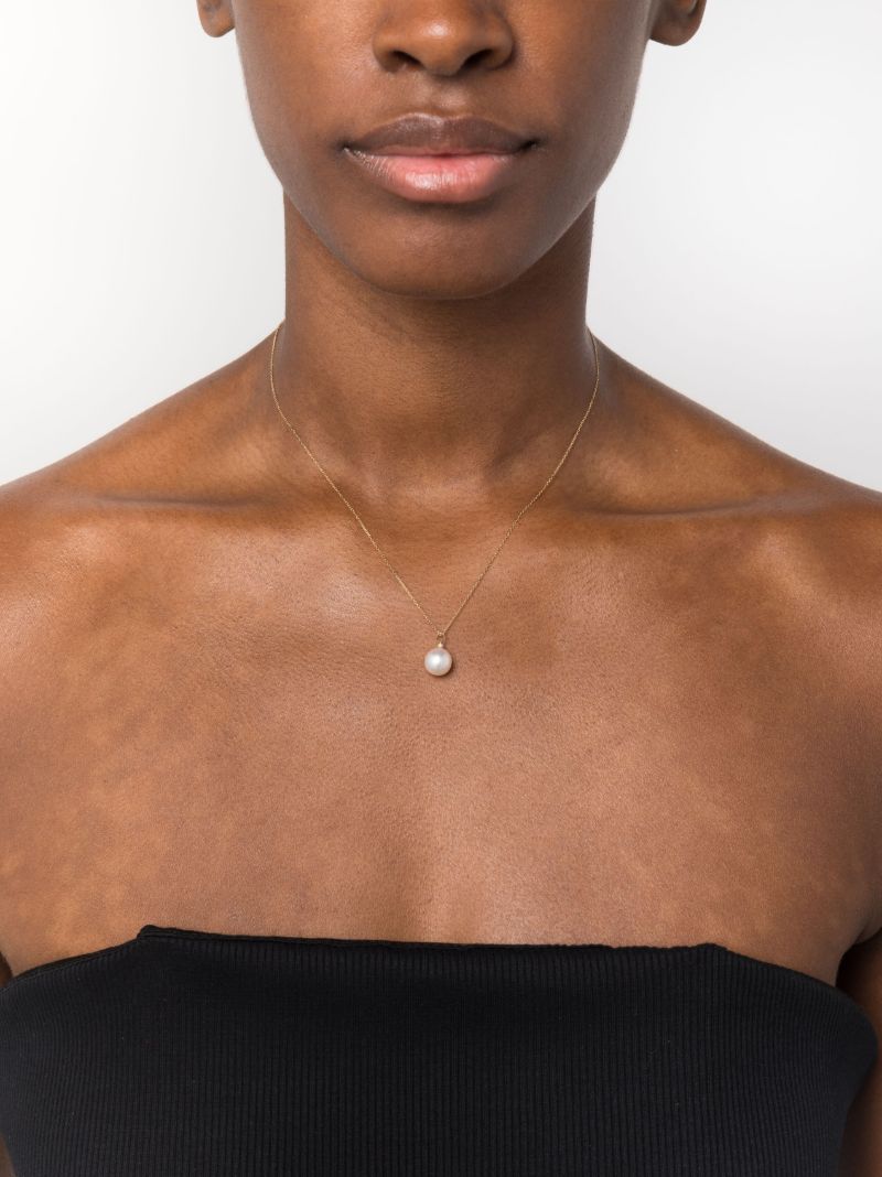 14k Yellow Gold Dot Pearl and Diamond Necklace