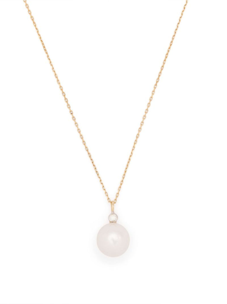 14k Yellow Gold Dot Pearl and Diamond Necklace