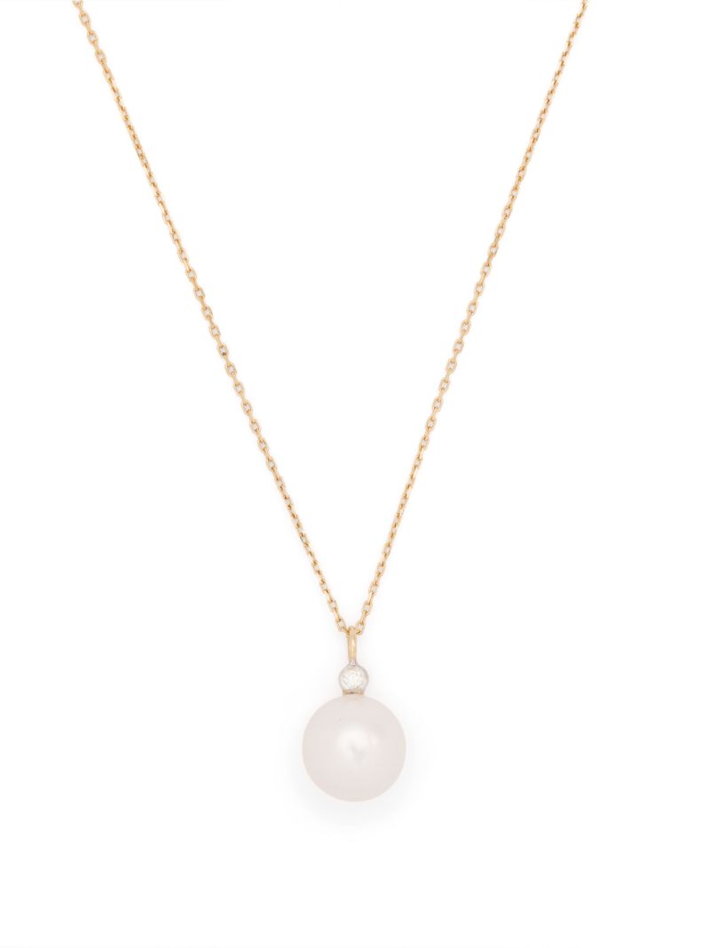 14k Yellow Gold Dot Pearl and Diamond Necklace