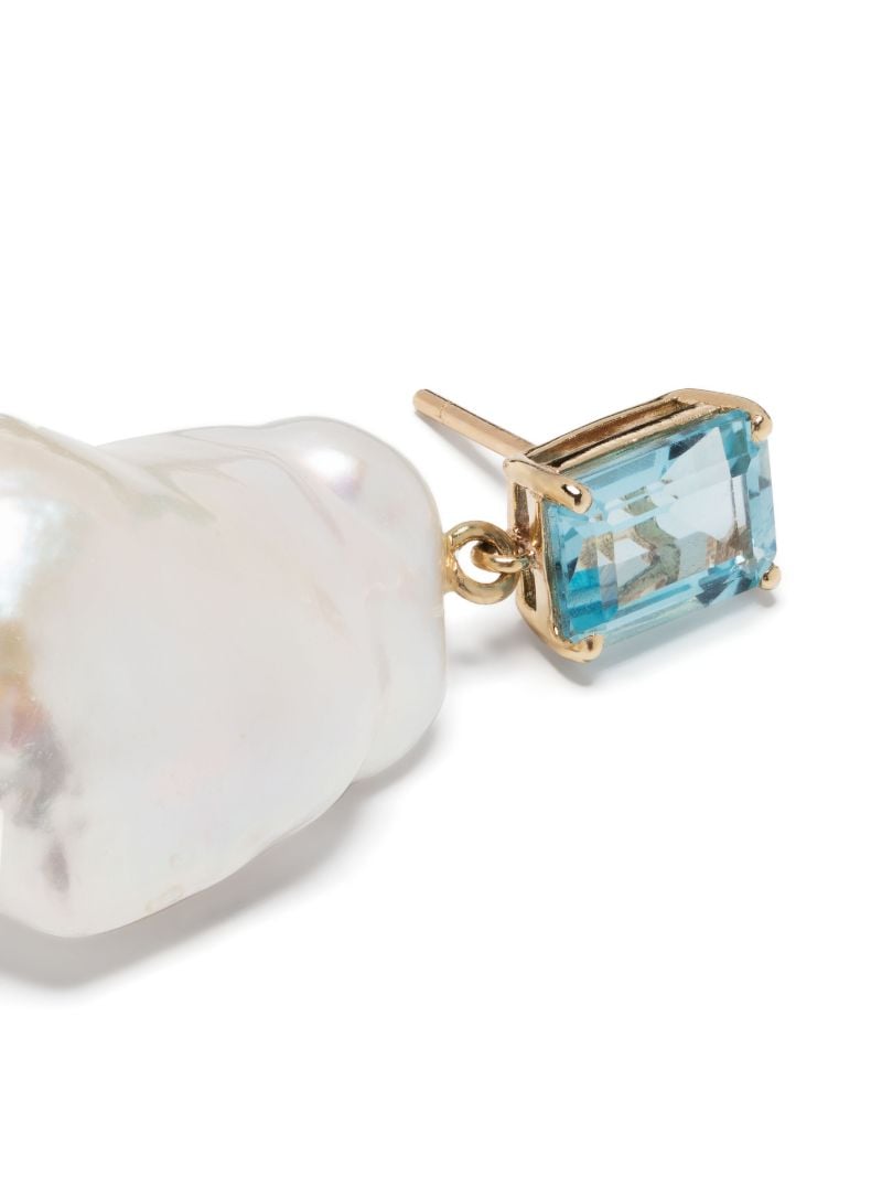 14k Yellow Gold Pearl and Topaz Drop Earrings