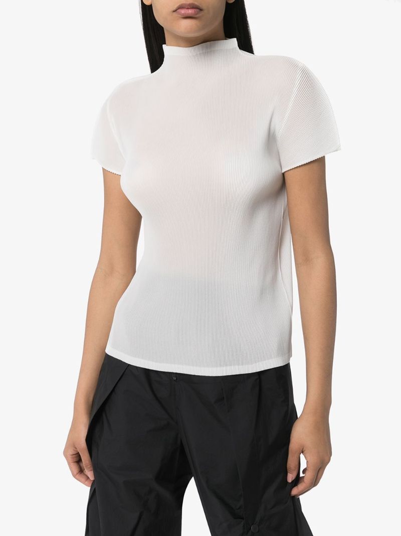 High Neck Pleated Blouse