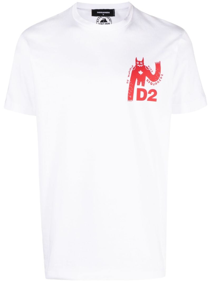 White Cool Fit Printed Cotton T-shirt