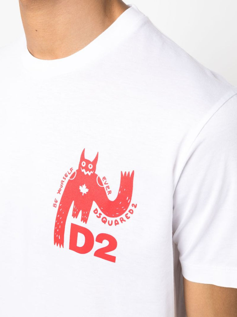White Cool Fit Printed Cotton T-shirt