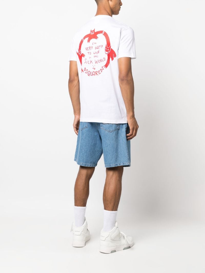 White Cool Fit Printed Cotton T-shirt