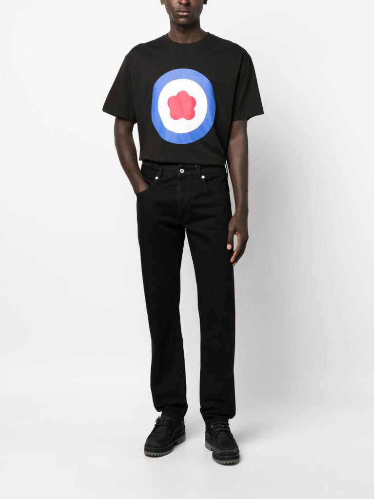 Black Target Print Cotton T-shirt