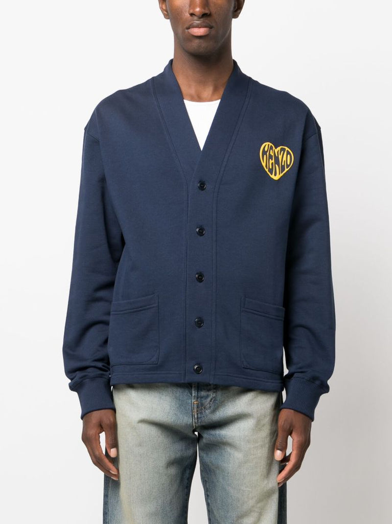 Blue Logo-print Cardigan