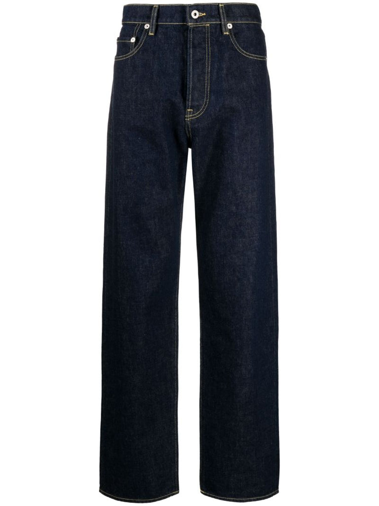 Blue Asagao Straight Leg Jeans