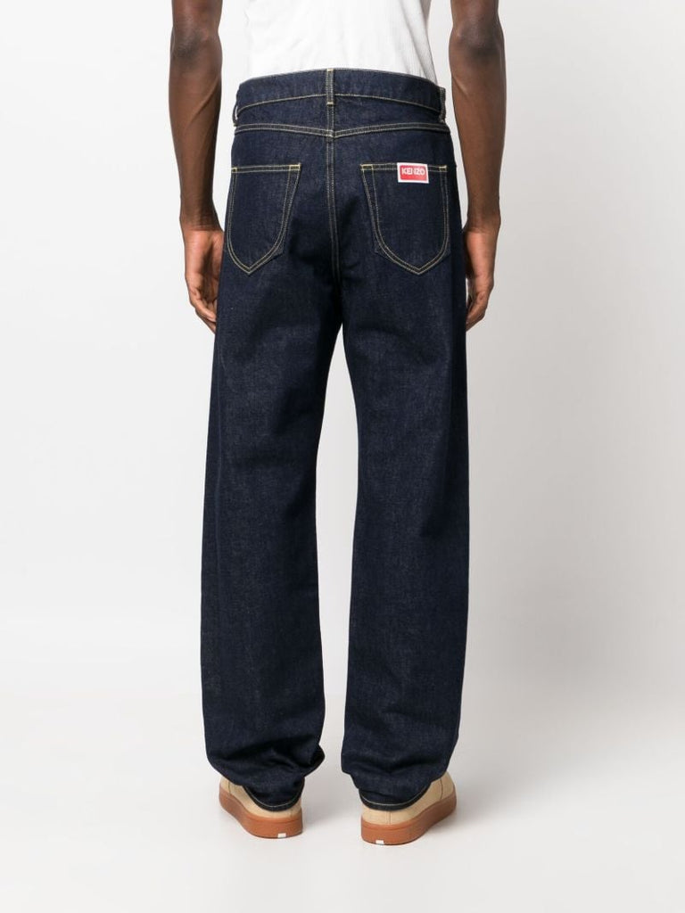 Blue Asagao Straight Leg Jeans
