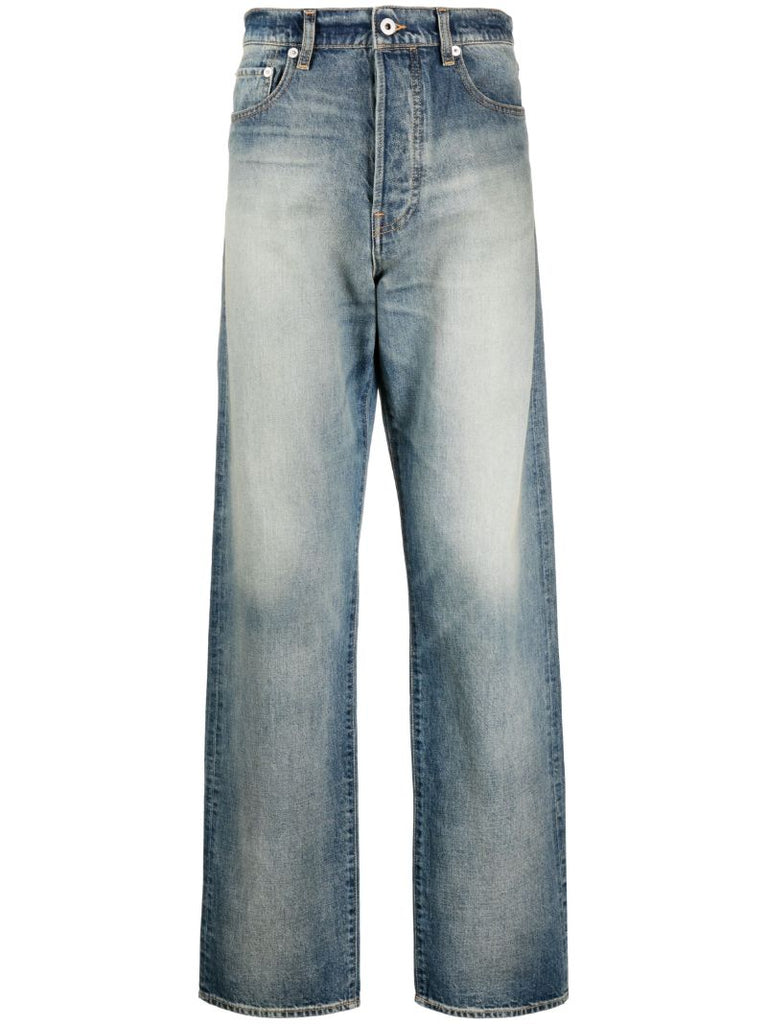 Blue Asagao Straight-leg Jeans