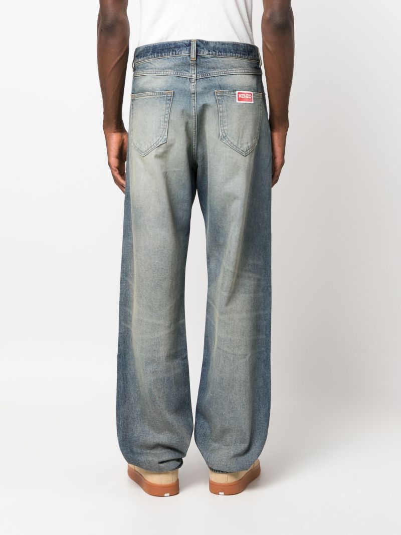 Blue Asagao Straight-leg Jeans
