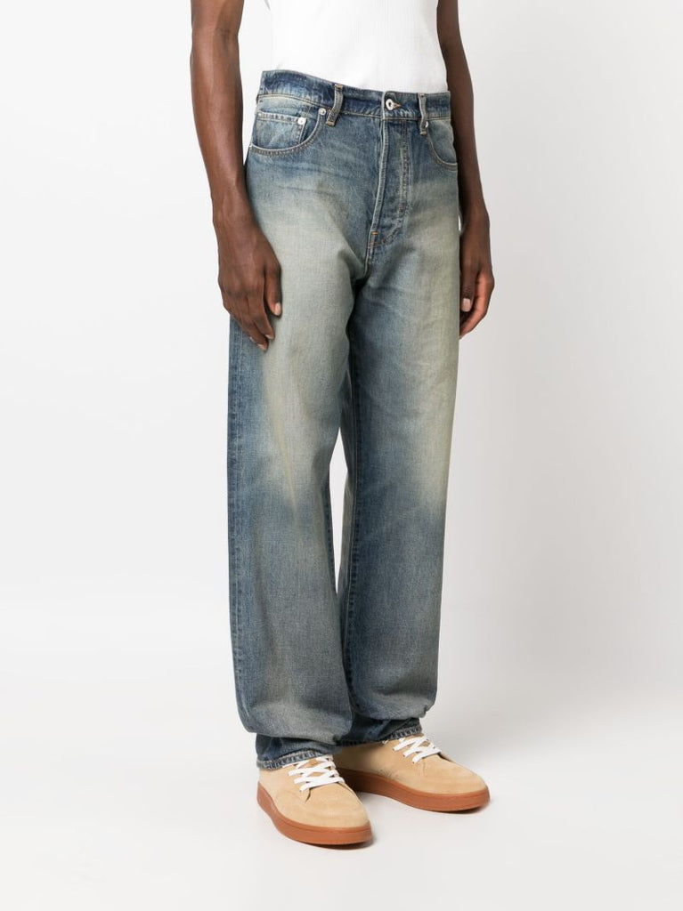 Blue Asagao Straight-leg Jeans
