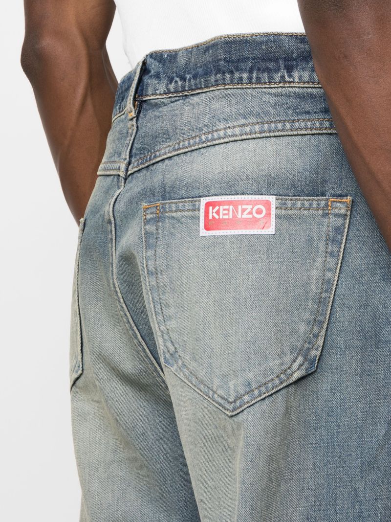 Blue Asagao Straight-leg Jeans