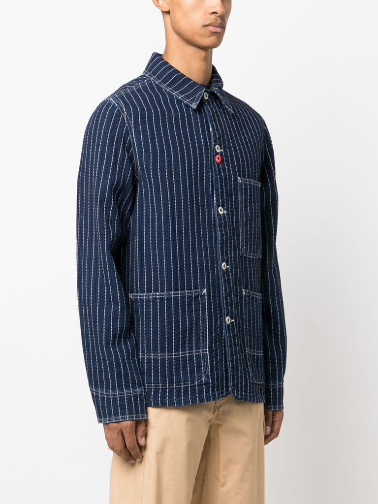 Blue Pinstriped Denim Jacket