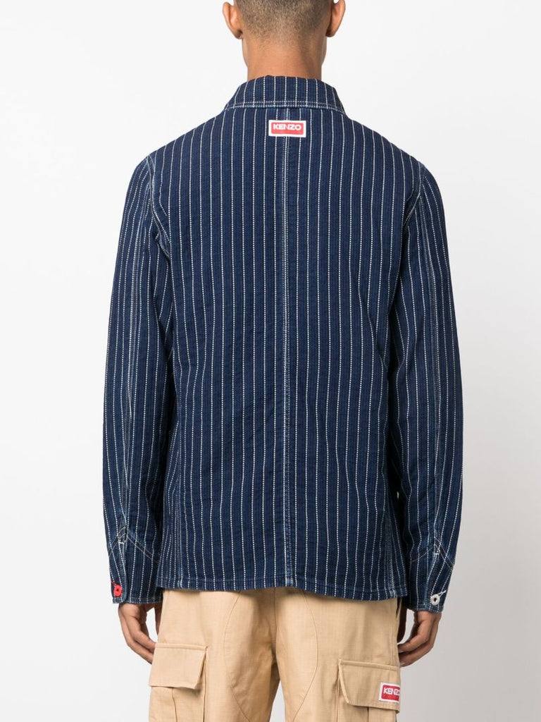 Blue Pinstriped Denim Jacket