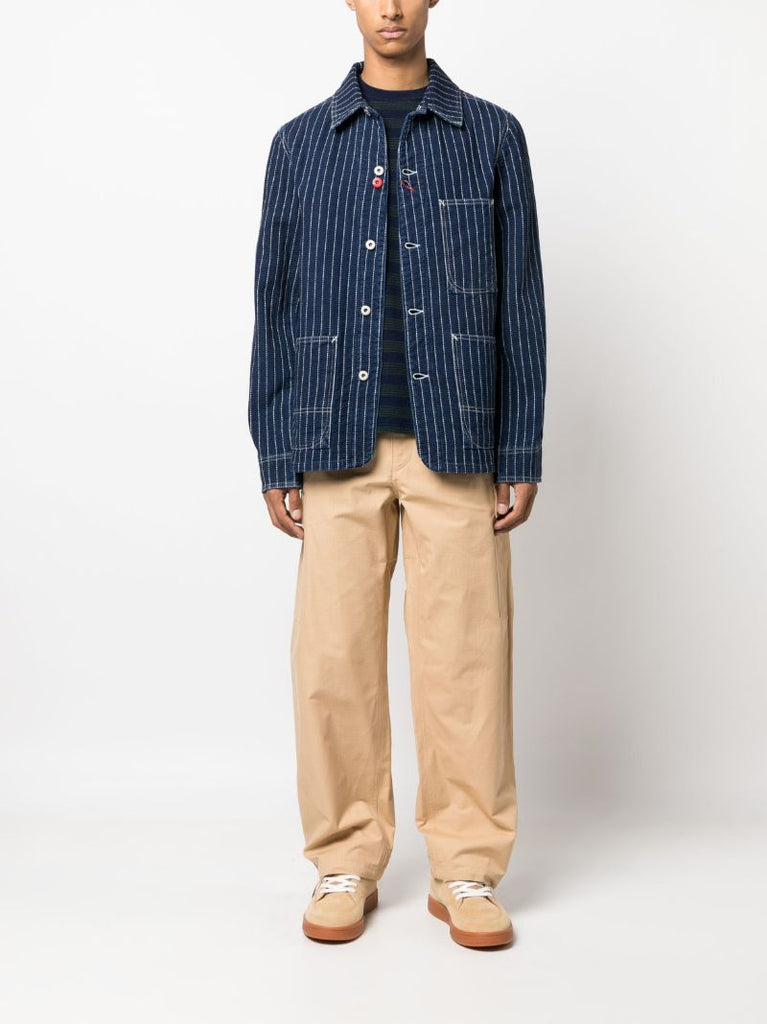 Blue Pinstriped Denim Jacket
