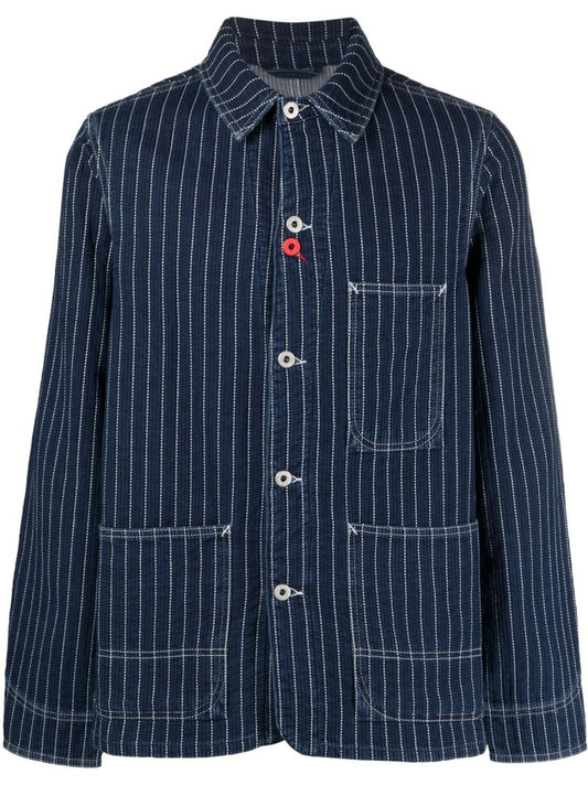Blue Pinstriped Denim Jacket