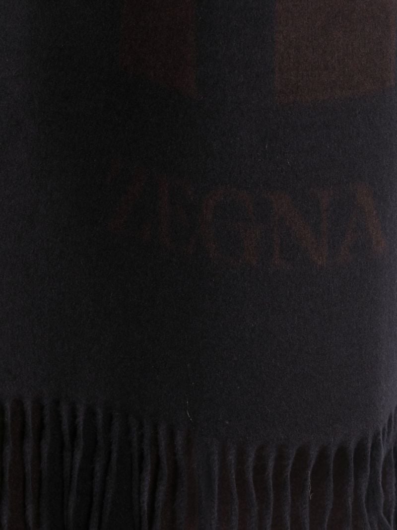 Black Silk Fringe-detail Scarf