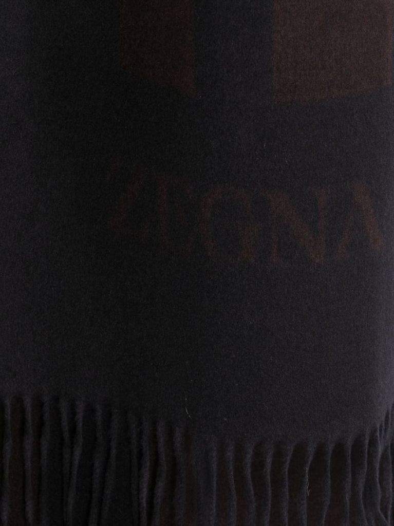 Black Silk Fringe-detail Scarf
